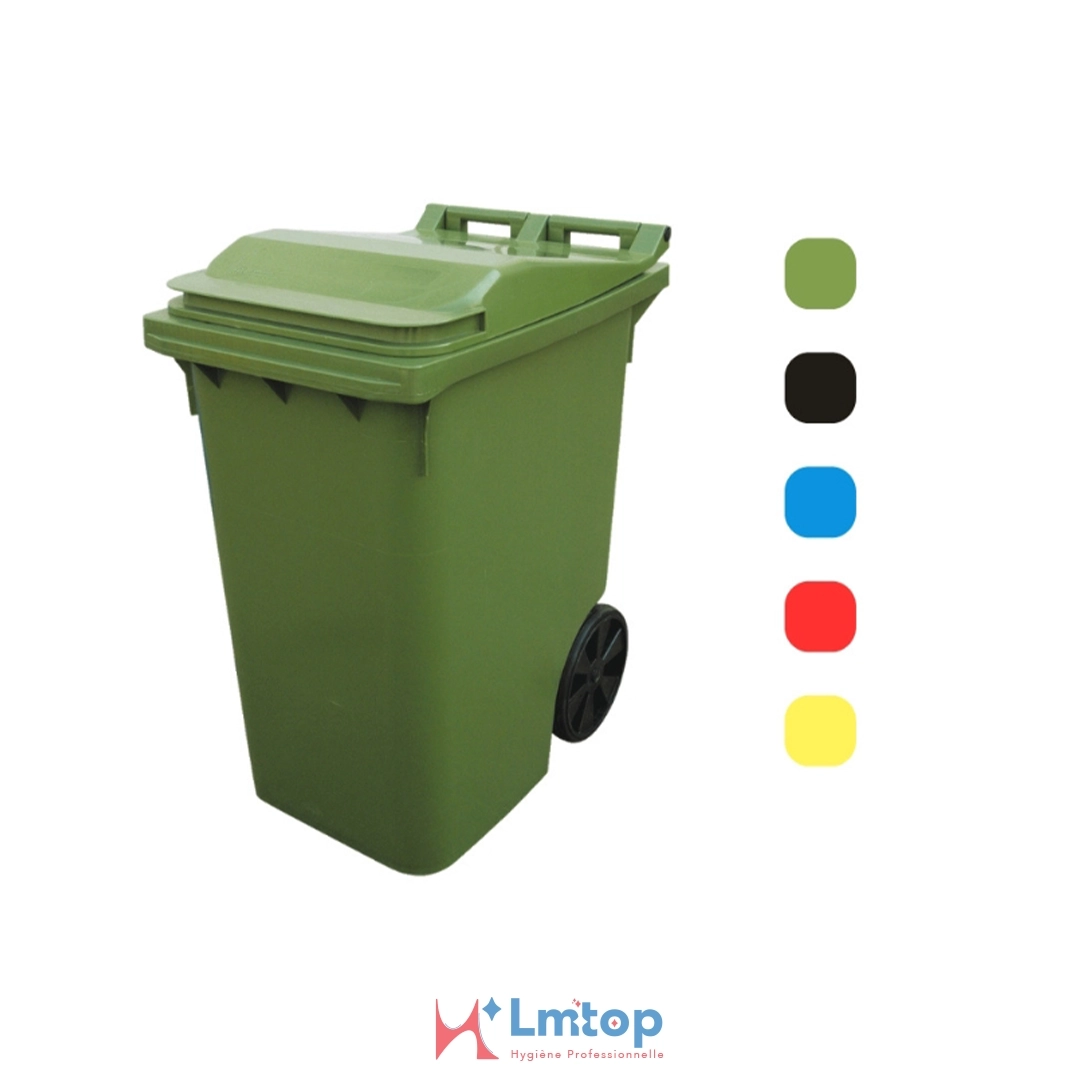 Bac Roulant de Collecte 100% Recyclable 360 L Corps Gris