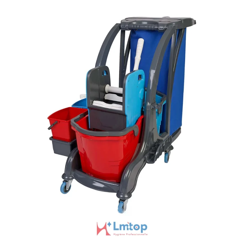 Chariot de Nettoyage 2 Seaux 25 Litres + Support 2 Seaux 5 Litres + Sac
