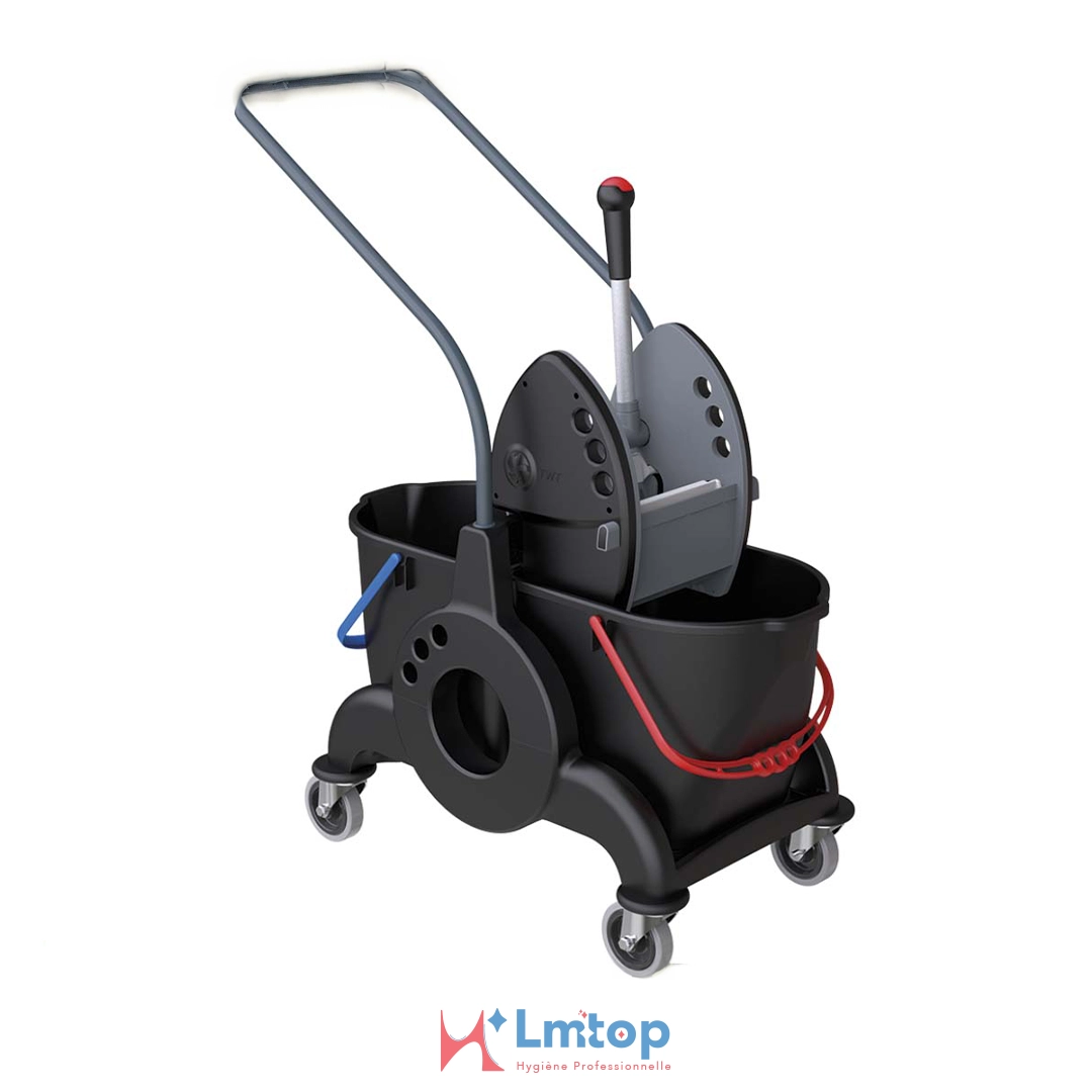 Chariot Noir TWT Italie 2 Seaux 25L avec Presse