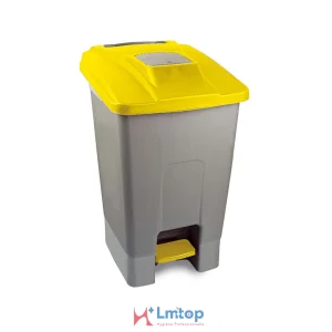 Poubelle à Pédale Jaune avec Roues 100L