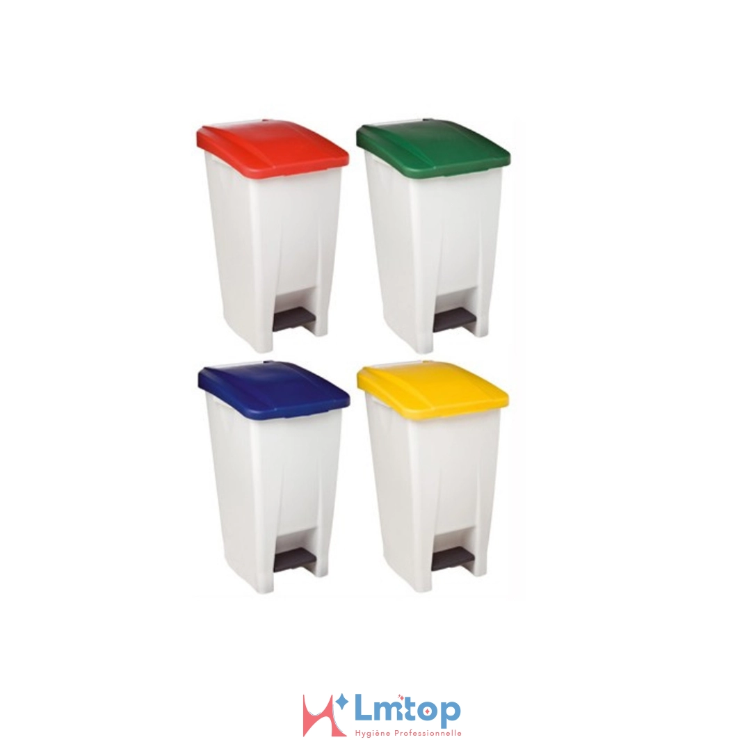 Poubelle plastique mobile à pédale HACCP 60L